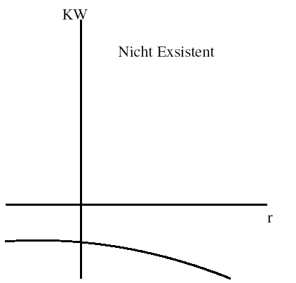 Die Abbildung zeigt den Verlauf eines Kapitalwertes der immer negativ ist